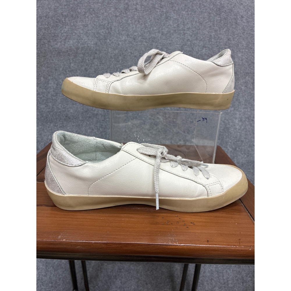 Shu Shop Cream White Rhinestone Star Low Top Sneakers Tan Sole Womens 7 - Picture 3 of 5